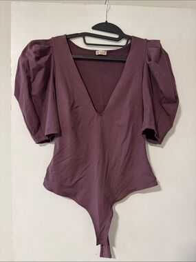 Free people Puff-Sleeve V-Neck Bodysuit